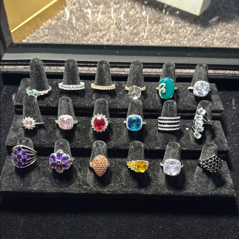 Elegant Multi-Color Gemstone Ring Set
